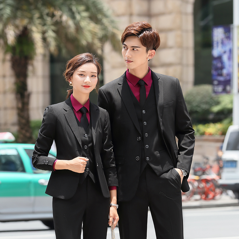 Y8006 細條紋男女同款西服工作服商務西裝定做企業職業裝定制